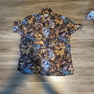 Stylish Men's Blue and Brown Casual Shirt